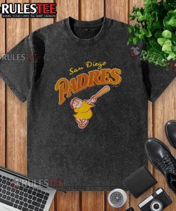 Awesome San Diego Padres mascot on a 2025 washed t-shirt, perfect for fans and baseball enthusiasts.