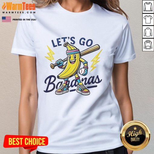 Awesome Savannah Bananas 2025 Let's Go Bananas Ladies Tee featuring vibrant graphics and stylish design for fans.