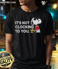 Alt Text: Awesome Snoopy and Woodstock 'It's You Clocking To You' T-Shirt featuring colorful graphics and playful design.