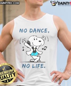 Awesome Snoopy No Dance No Life Tank Top featuring a fun graphic of Snoopy dancing, perfect for casual summer wear.