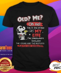 Awesome Snoopy Old Me Oh No Im In The Prime Of My Life T-Shirt featuring a playful Snoopy graphic design.