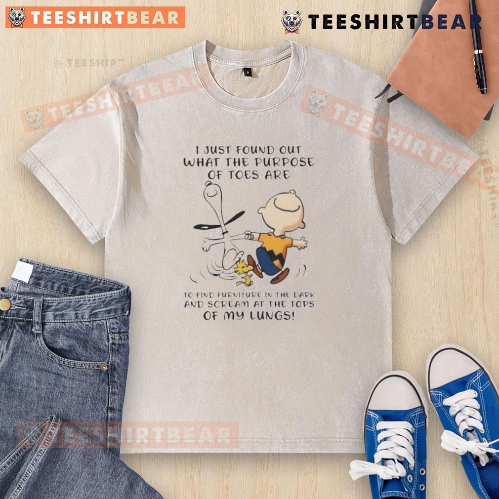 Awesome Snoopy X Charlie Brown I Just Found Out What The Purpose Of Toes Washed T-Shirt Awesome Snoopy X Charlie Brown I Just Found Out What The Purpose Of Toes Washed T-Shirt design featuring playful graphics.
