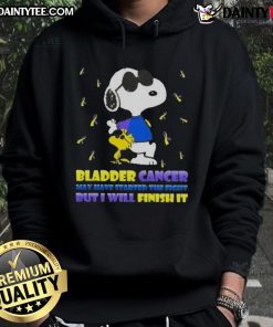 Alt Text: Awesome Snoopy X Woodstock hoodie with bladder cancer fight message, showcasing a unique design and vibrant colors.