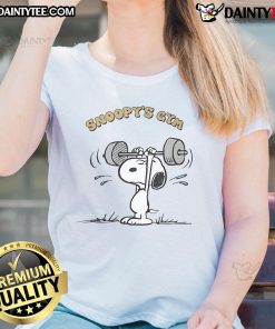 Awesome Snoopy's Gym Ladies Tee featuring a playful Snoopy design, perfect for fitness enthusiasts and casual wear.