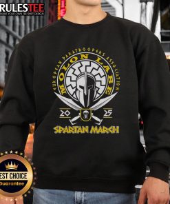 Alt Text: Awesome Spartan March sweatshirt for European Paratroopers Association, featuring 'Molon Labe' design, 2025 edition.