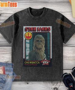 Awesome Star Wars Chewbacca Wookie of the Year Card Washed T-Shirt featuring a vintage design and soft fabric.