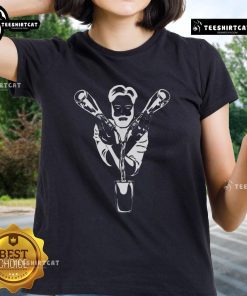 Stylish bartender pouring a drink for a lady, showcasing the Awesome Stylish Bartender Pouring Ladies Tee design.