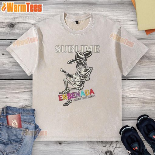 Awesome Sublime Merch Ensenada Skeleton Washed T-Shirt featuring a vibrant skeleton graphic on a stylish, relaxed fit tee.