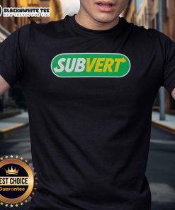 Awesome Subvert Subway Parody Logo T-Shirt featuring a creative twist on the iconic subway logo design.