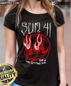 Awesome Sum 41 Tour Of The Setting Sun skull ladies tee featuring a vibrant design for fans of the band.