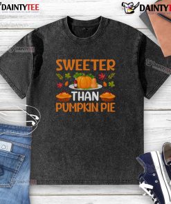 Awesome Sweeter Than Pumpkin Pie Thanksgiving Washed T-Shirt in autumn colors, perfect for festive celebrations.