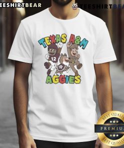 Awesome Texas A&M Aggies Character Trio Super Mario T-Shirt featuring vibrant graphics of Mario, Luigi, and Toad in Aggies colors.