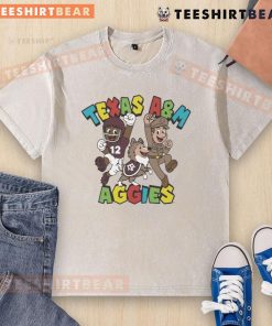 Alt Text: Awesome Texas A&M Aggies Character Trio Super Mario washed t-shirt featuring vibrant graphics and comfortable fit.