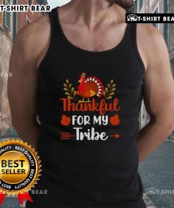 Awesome Thanksgiving Turkey tank top celebrating gratitude for my tribe, perfect for holiday festivities.