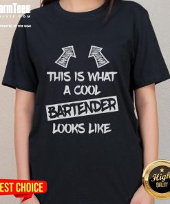Cool bartender showcasing style in a trendy 'Awesome This Is What A Cool Bartender Looks Like' ladies tee.
