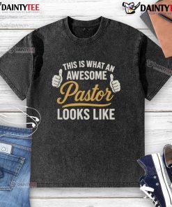 Awesome pastor wearing a washed t-shirt during a sermon at church, embodying faith and style.
