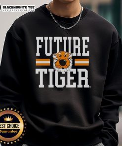Alt Text: Awesome Tigers Missouri Future Tiger sweatshirt design featuring a vibrant tiger graphic and bold lettering.