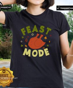 Awesome Turkey Feast Mode Thanksgiving Ladies Tee featuring a fun turkey graphic for festive holiday celebrations.