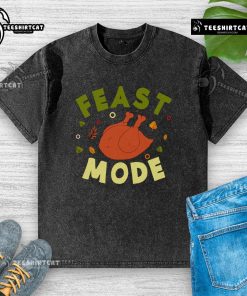 Alt Text: Awesome Turkey Feast Mode Thanksgiving washed t-shirt featuring a festive turkey graphic for holiday celebrations.