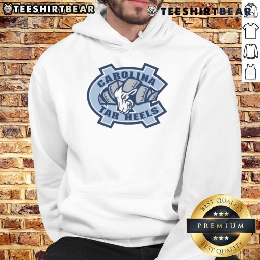 Awesome UNC Tar Heels Carolina Blue Rameses mascot ram logo hoodie showcasing school spirit and team pride.