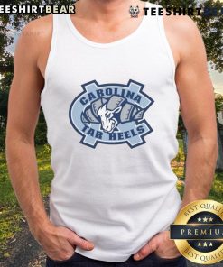 UNC Tar Heels Carolina Blue tank top featuring Rameses mascot ram logo, perfect for fans and sports enthusiasts.