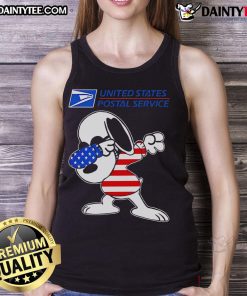 Awesome USPS Snoopy dabbing tank top featuring a playful design, perfect for casual summer wear and dog lover fans.