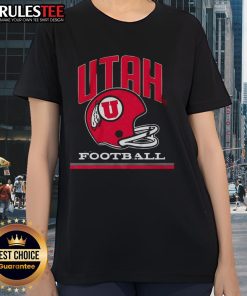 Vintage Utah Utes football helmet design on a stylish ladies tee, perfect for fans of the Utah Utes team.