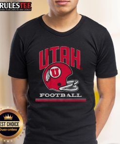 Awesome Utah Utes Football vintage helmet T-shirt featuring a retro design in red and white colors.