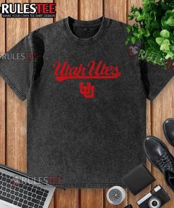 Vintage washed t-shirt featuring the Utah Utes football wordmark logo, perfect for fans of college sports.