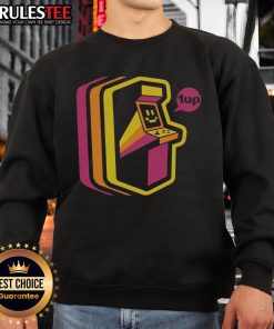 Alt Text: Awesome Vintage Arcade Stripes Sweatshirt featuring retro gaming graphics and colorful stripe design.