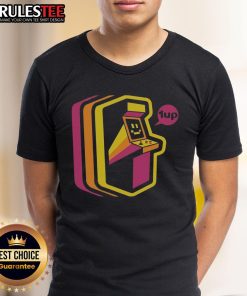 Awesome Vintage Arcade Stripes T-Shirt featuring retro gaming graphics and colorful striped design for nostalgic gamers.