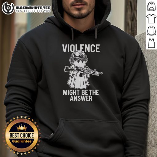 Awesome Violence Might Be The Answer Hoodie in black, featuring bold graphic text on a cozy, stylish design.