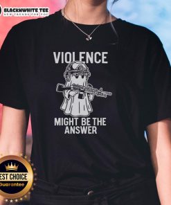 Awesome Violence Might Be The Answer Ladies Tee featuring bold graphic design on a stylish women's t-shirt.