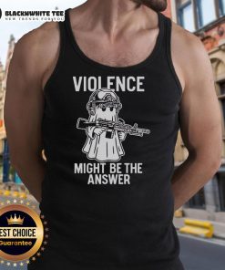 Awesome Violence Might Be The Answer tank top featuring bold graphic design, perfect for casual wear and expressing edgy style.