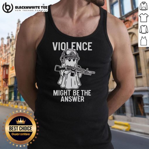 Awesome Violence Might Be The Answer tank top featuring bold graphic design, perfect for casual wear and expressing edgy style.