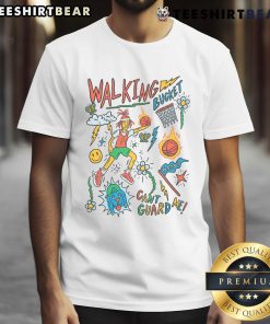 Alt Text: Colorful 'Awesome Walking Bucket Can't Guard Me' basketball art T-shirt featuring vibrant graphic design.