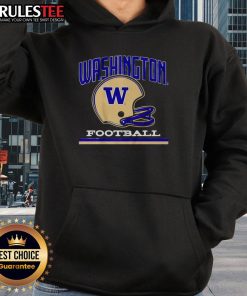 Alt Text: Vintage Washington Huskies football helmet hoodie in purple and gold, showcasing team spirit and retro style.
