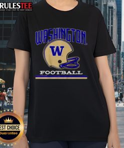 Alt Text: Vintage Washington Huskies football helmet graphic on a stylish ladies tee, perfect for fans and collectors.