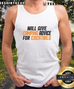Awesome tank top featuring camping advice for cocktails, perfect for outdoor enthusiasts and summer adventures.