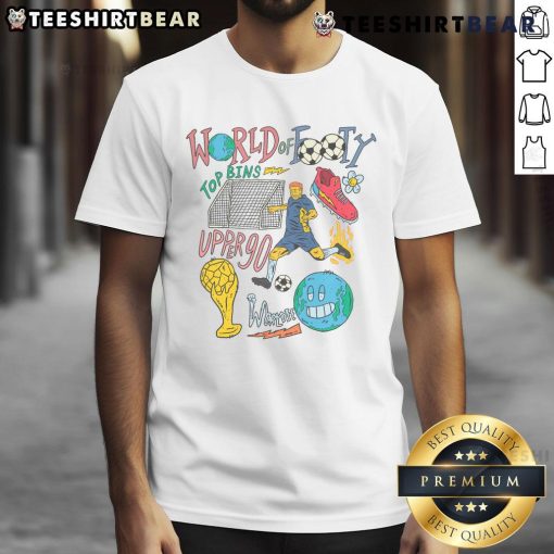 Awesome World Of Footy Soccer T-Shirt featuring vibrant graphics and soccer-themed design for fans and players alike.