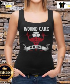 Awesome wound care nurse tank top featuring caduceus, nurse hat, and heartbeat design for medical professionals.