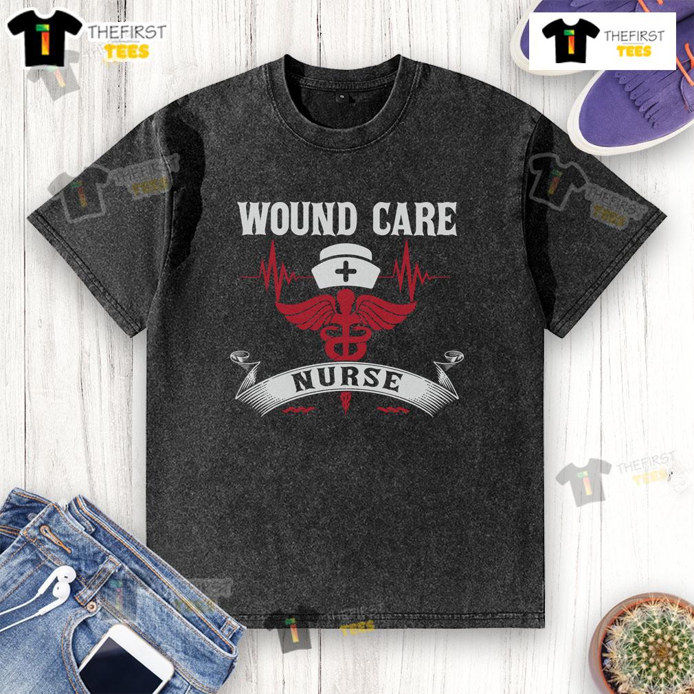 Awesome Wound Care Nurse Caduceus Medical Symbol Nurse Hat Heartbeat Washed T-Shirt Awesome wound care nurse t-shirt featuring caduceus symbol, nurse hat, and heartbeat design for healthcare professionals.