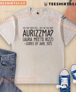 Washed t-shirt featuring 'Aurizzma' and 'Rizz' design, showcasing a trendy style for 2025 fashion enthusiasts.