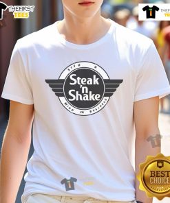Alt Text: Awesomesteak 'N Shake Logo T-Shirt featuring the iconic logo on a stylish shirt, perfect for food lovers.
