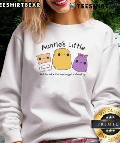 Cute Aunties Little Hot Pocket Chicken Nugget Gumdrop Sweatshirt in vibrant colors, perfect for cozy casual wear.