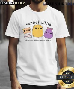 Alt Text: Cute Auntie's Little Hot Pocket Chicken Nugget Gumdrop T-Shirt design featuring colorful graphics and playful text.