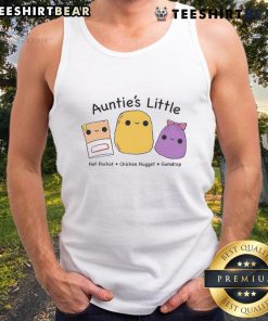 Alt Text: Cute auntie wearing a 'Little Hot Pocket Chicken Nugget Gumdrop' tank top, showcasing fun and quirky fashion.