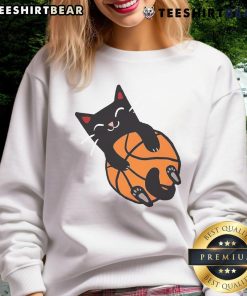 Adorable cat wearing a cute basketball sweatshirt, perfect for pet lovers and sports fans.