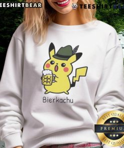 Alt Text: Cute Bierkachu Pikachu beer sweatshirt featuring an adorable Pikachu design for cozy, fun casual wear.