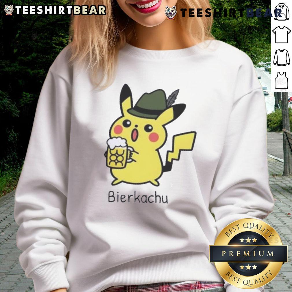 Cute Bierkachu Pikachu Beer Sweatshirt Alt Text: Cute Bierkachu Pikachu beer sweatshirt featuring an adorable Pikachu design for cozy, fun casual wear.